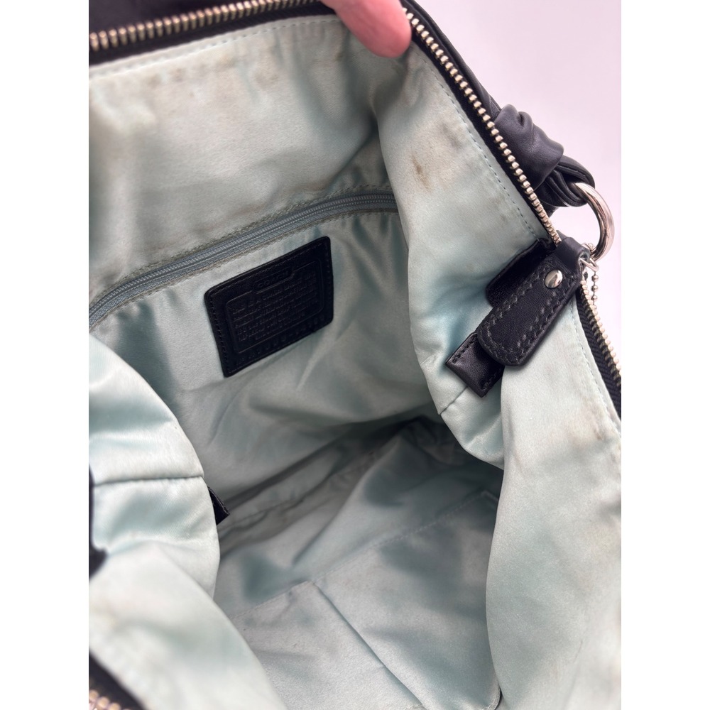 COACH Kristin Hobo Bag Y2K Shoulder Handbag Black Logo Jacquard Crossbody Gray - Picture 15 of 16